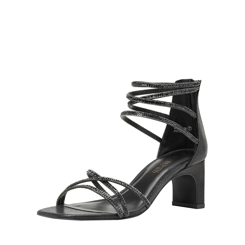 Rhinestone Sandals Chunky Pump SandalsDream Pairs